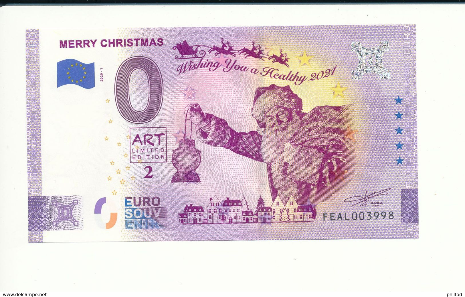 Billet Touristique 0 Euro - MERRY CHRISTMAS - FEAK -  2020-1 - N° 3998 - Autres & Non Classés
