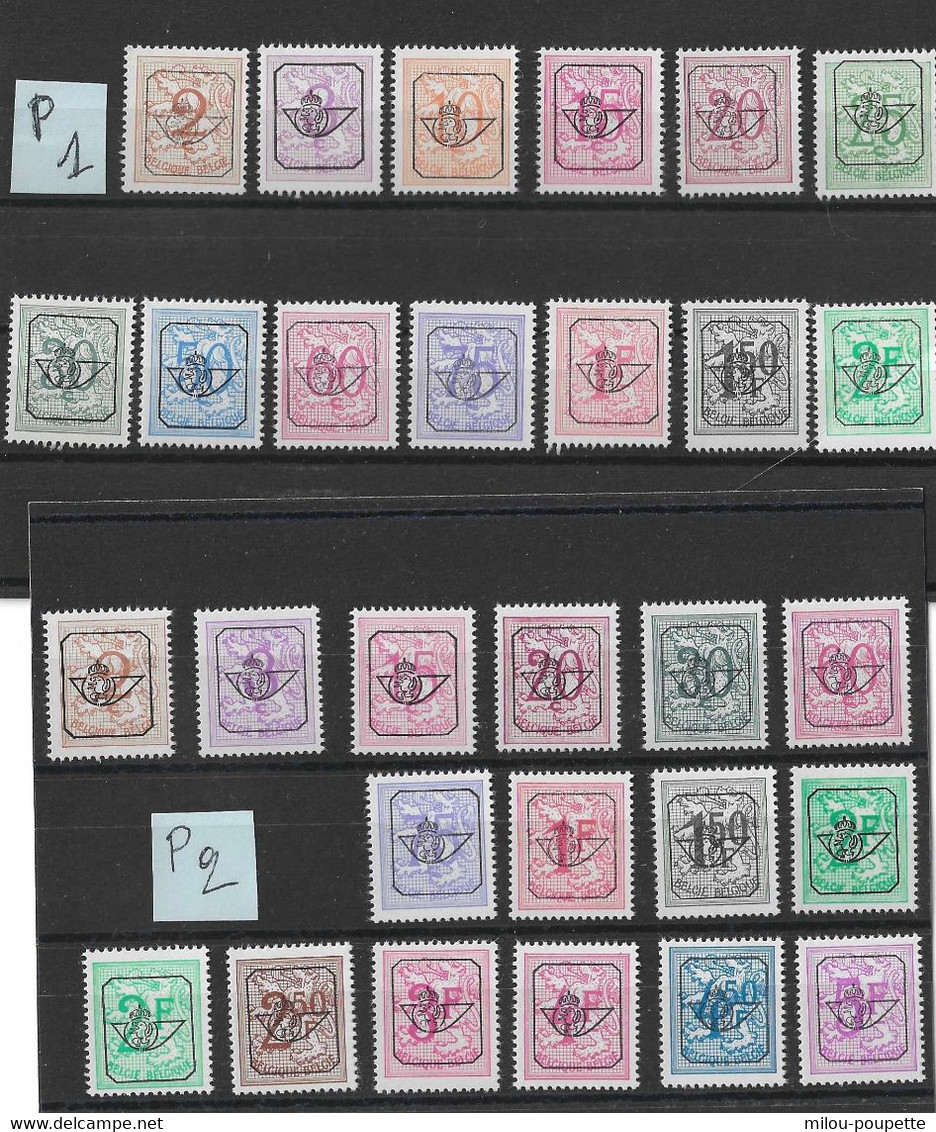 TIMBRES BELGIQUE Préoblitérés  PRE780/798XX  P1  ET 780/798XX   P2 - Typos 1967-85 (Löwe Und Banderole)