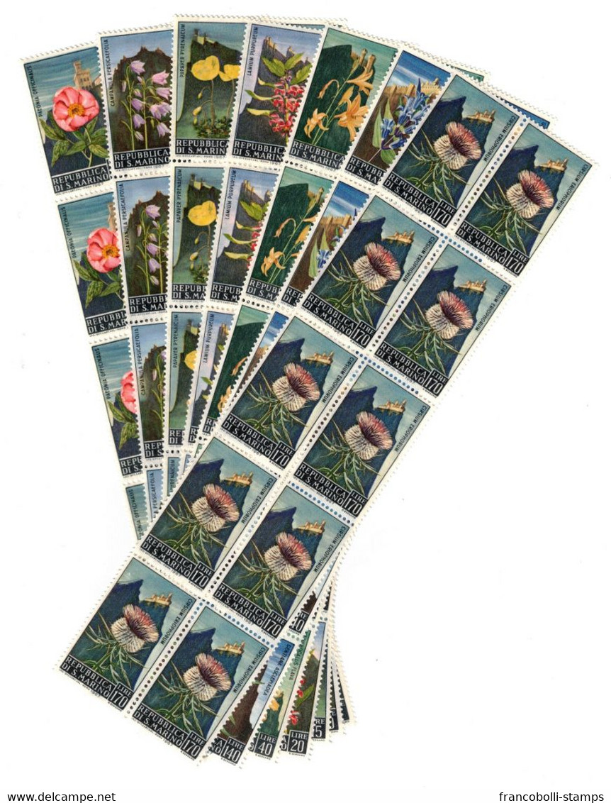 S33865 Dealer Stock San Marino 1967 MNH Flowers 7v ( X 10 Sets). - Collections, Lots & Series