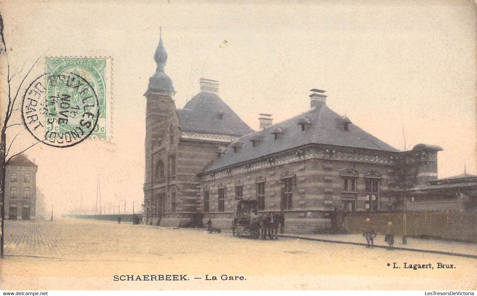 Belgique - Schaerbeek - La Gare - Edit. L.Lagaert - Oblitéré Bruxelles 1906 - Colorisé - Carte Postale Ancienne - Schaerbeek - Schaarbeek