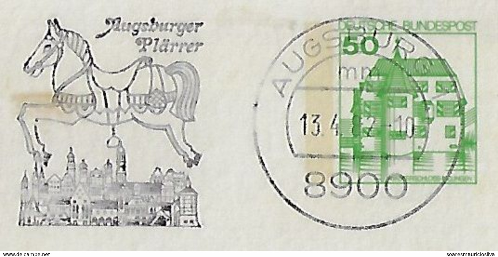 Germany 1982 Postal Stationery Card Internal Usage In Augsburg Augsburger Pläerrer Festival Ferris Wheel Cancel Carousel - Cartes Postales Privées - Oblitérées