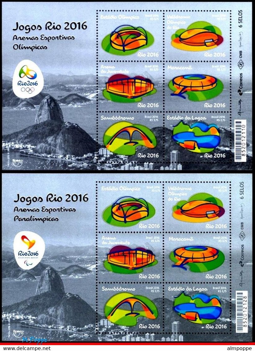 Ref. BR-KIT-OLYM BRAZIL 2016 - KIT OF OLYMPIC ANDPARALYMPIC GAMES, RIO 2016, MNH, SPORTS 146V