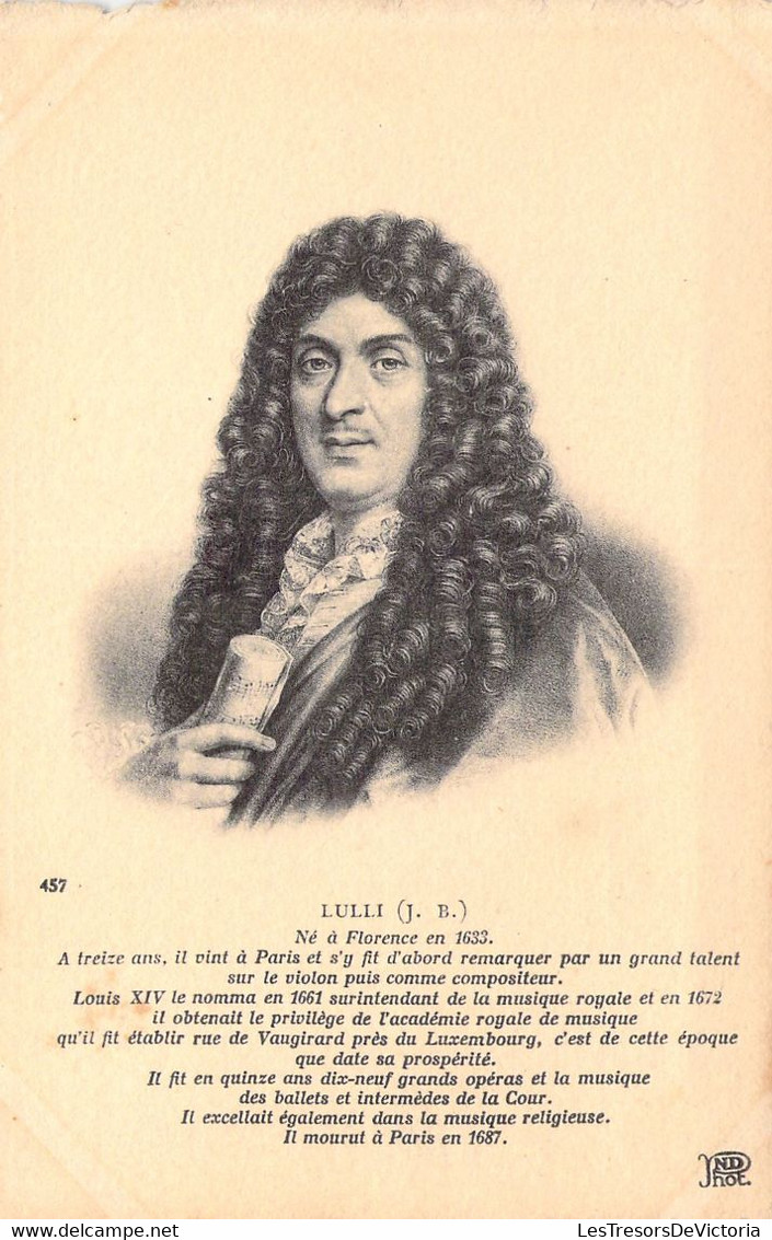 MUSIQUE - Compositeur - Jean Baptiste LULLI  - Carte Postale Ancienne - Sänger Und Musikanten