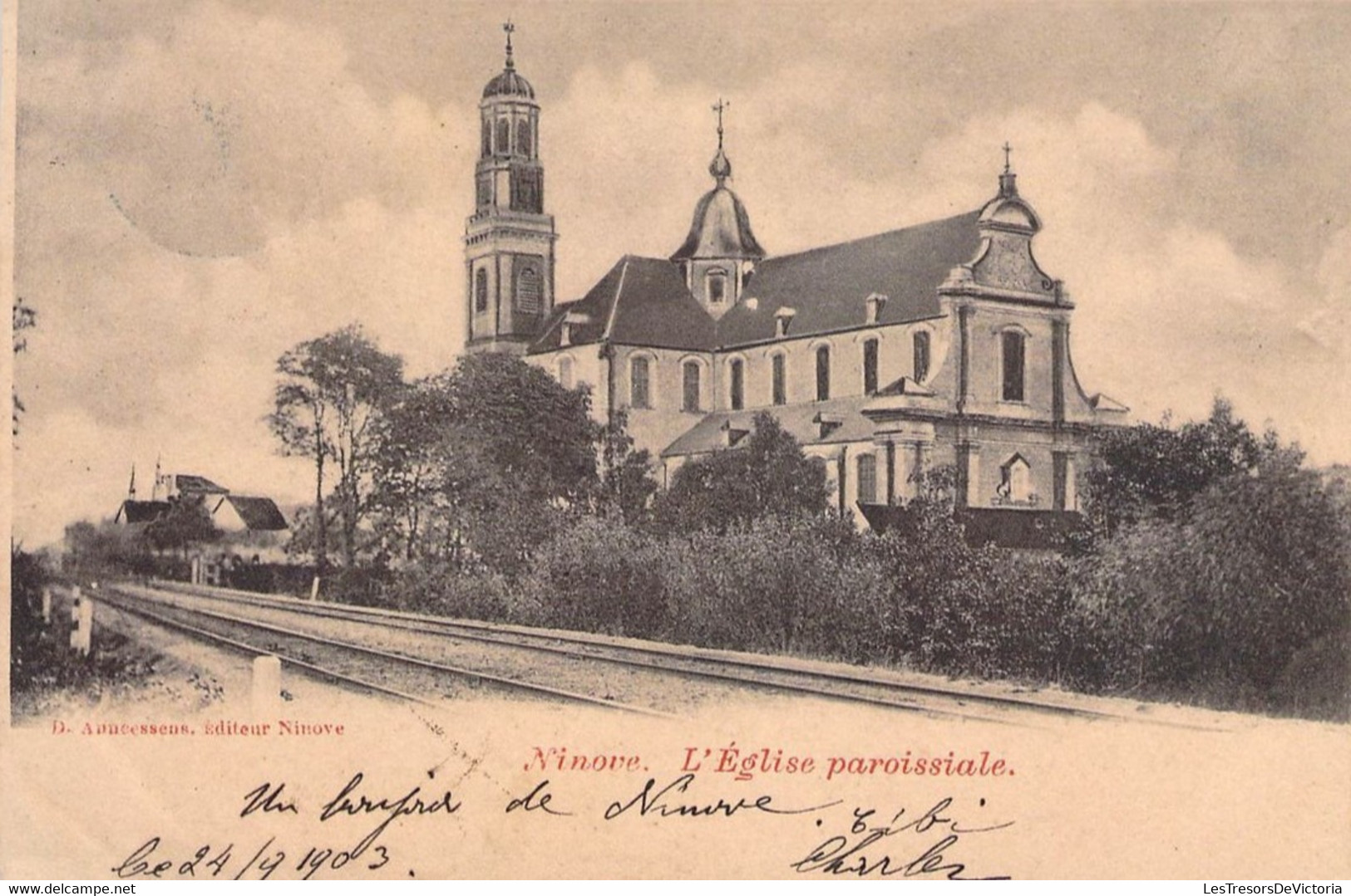 Belgique - Ninove - L'église Paroissiale - Edit. D. Anncessens - Clocher - Précurseur - Carte Postale Ancienne - Aalst