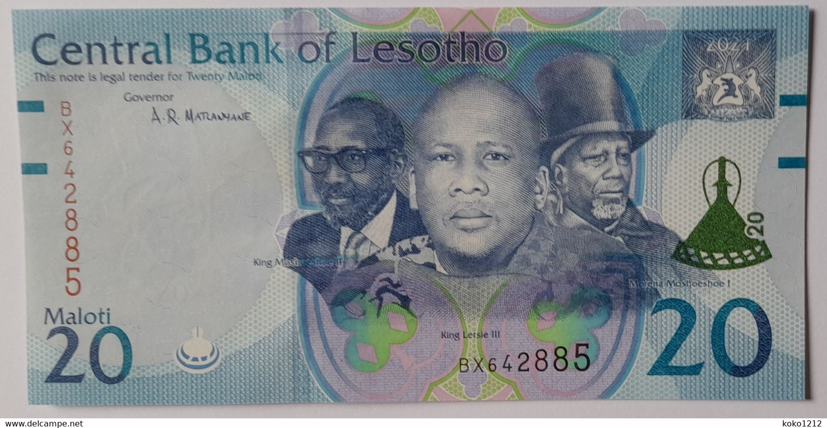 Lesotho 20 Maloti 2021 Pnew UNC New Security And Signature - Lesotho