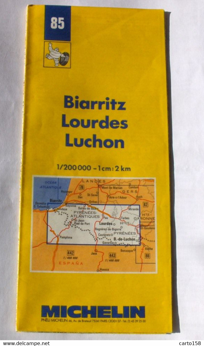 CARTE MICHELIN - BIARRITZ - LOURDES - LUCHON  - 85 - 1987 - 1988 - Cartes Routières