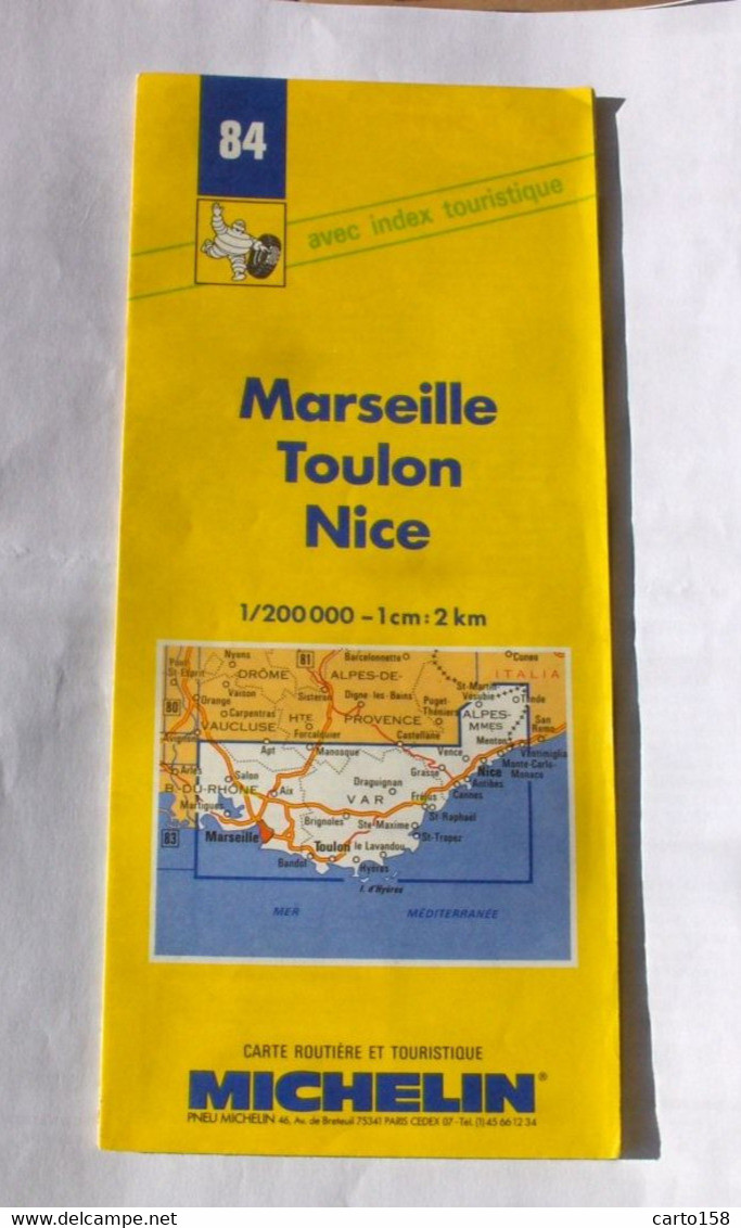 CARTE MICHELIN - MARSEILLE - TOULON - NICE  - 84 - 1990 - 1991 - Cartes Routières