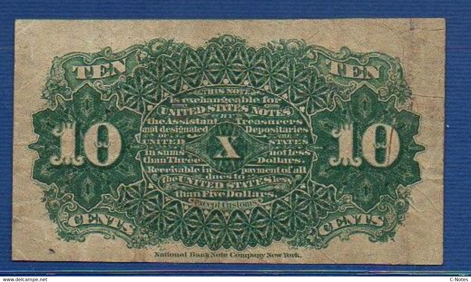 UNITED STATES OF AMERICA - P.115 – 10 Cents 1863 F/VF, No Serial Number - 1863 : 4° Issue