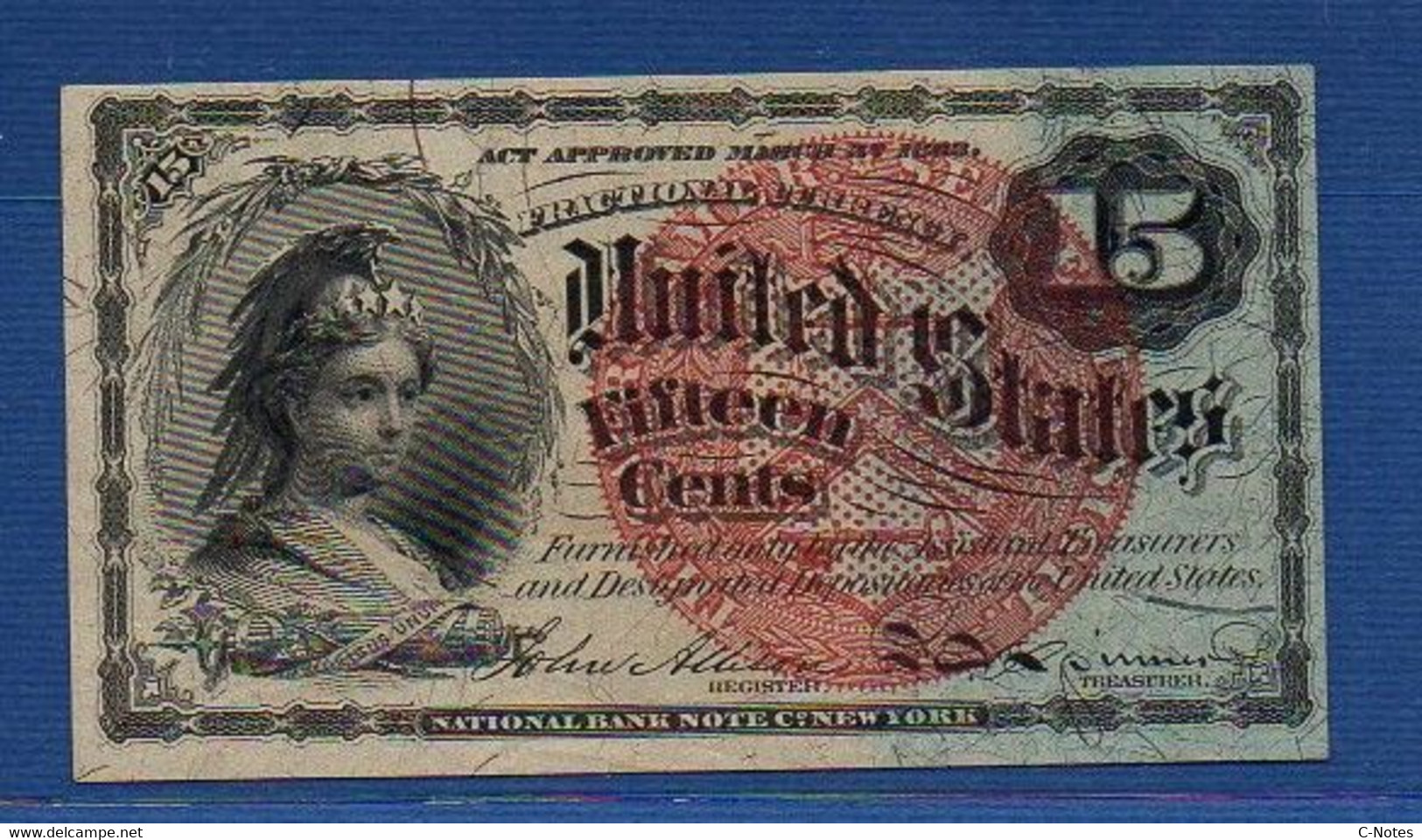 UNITED STATES OF AMERICA - P.116 – 15 Cents 1863 AUNC, No Serial Number - 1863 : 4. Ausgabe