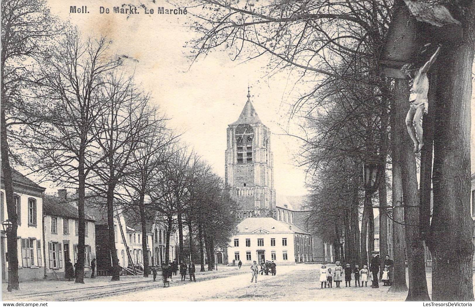 Belgique - Moll - De Markt - Le Marché - Eglise - Clocher - Horloge - Phototypie Havermans - Carte Postale Ancienne - Mol