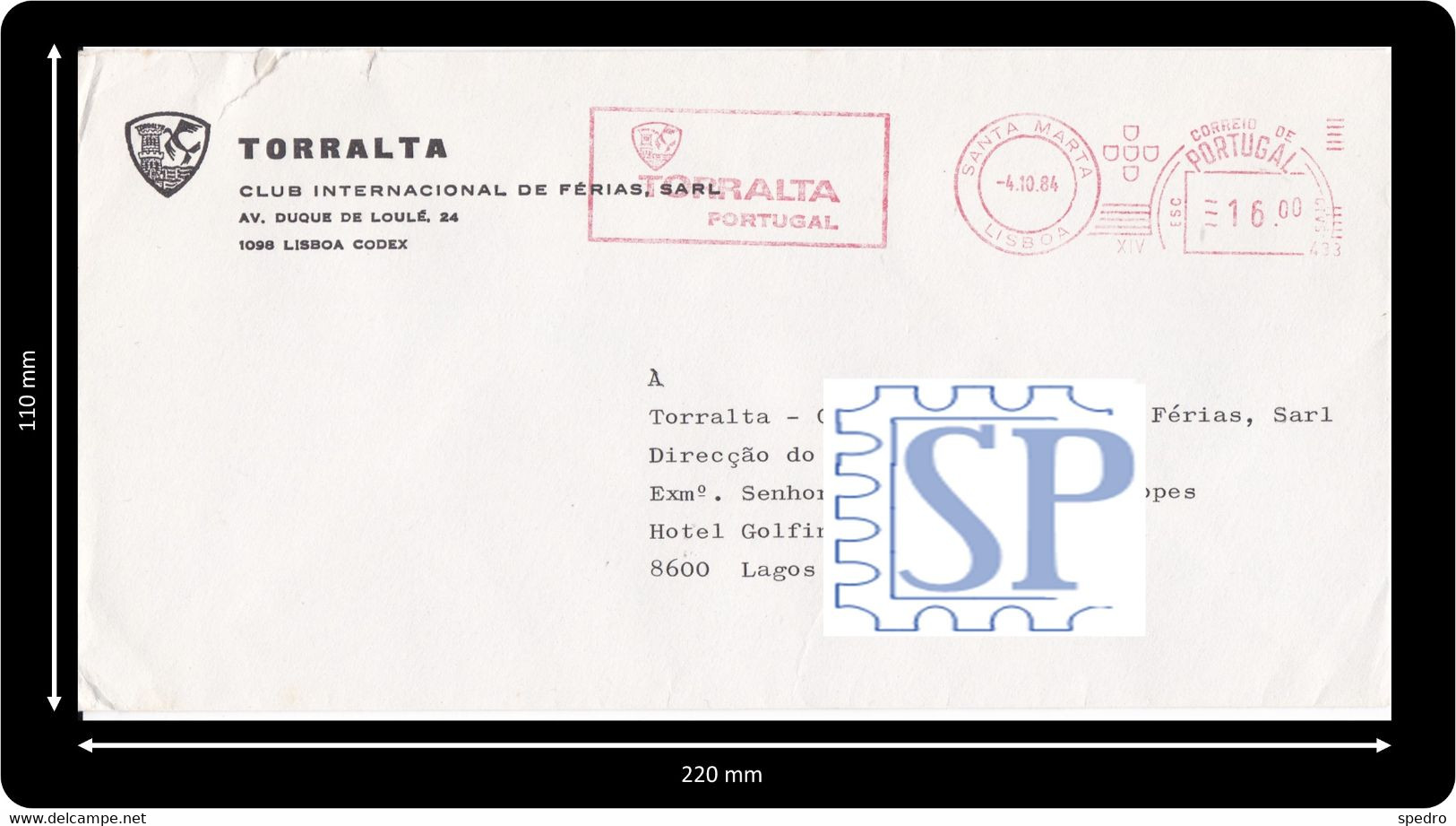 Portugal 1986 Torralta Club Internacional Férias Franquia Mecânica Holiday Turismo Santa Marta Lisboa Pitney Bowes 5000 - Macchine Per Obliterare (EMA)