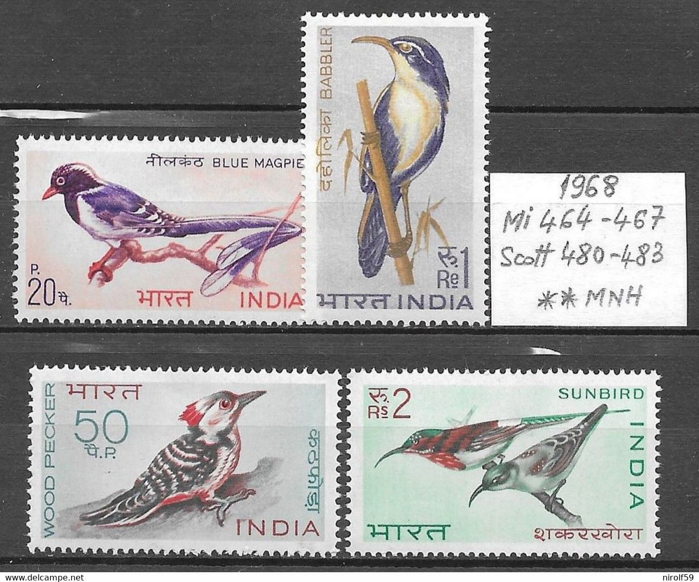 India 1968 - Michel 464-467,Scott 480-483,MNH(mint Never Hinged) - Unused Stamps