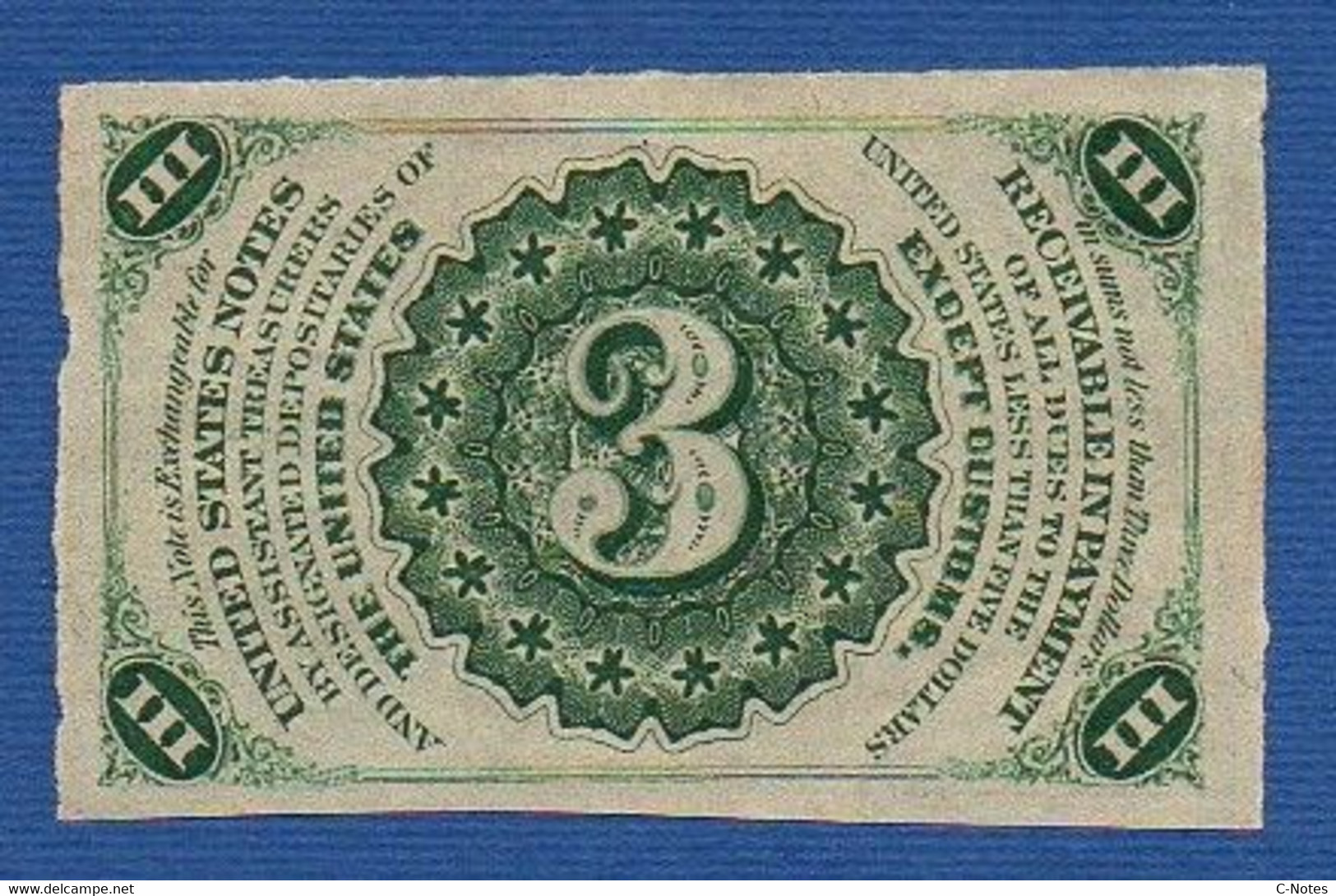 UNITED STATES OF AMERICA - P.105a – 3 Cents 1863 AUNC, No Serial Number - 1863 : 3. Ausgabe