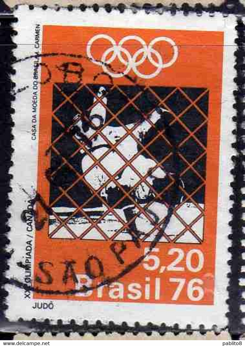 BRAZIL BRASIL BRASILE BRÉSIL 1976 OLYMPIC GAMES MONTREAL CANADA JUDO 5.20cr USATO USED OBLITERE' - Used Stamps