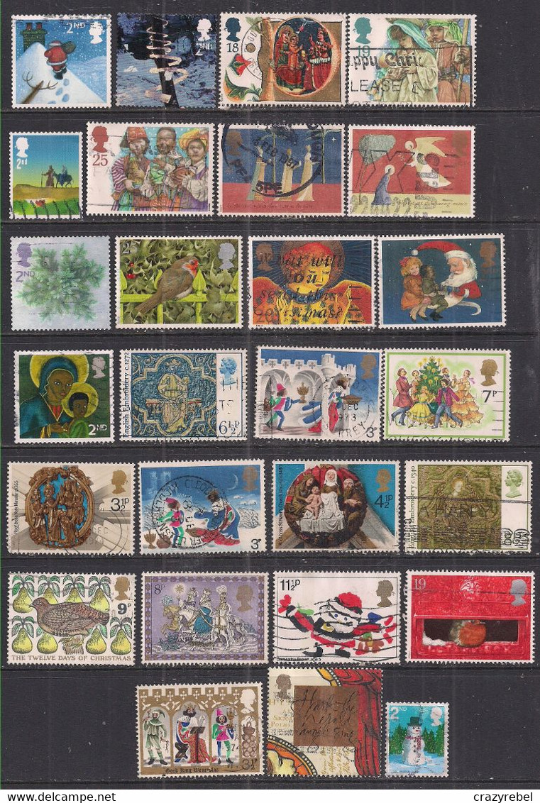 GB 1973-2015 QE2 Selection Of 27 Christmas Used Stamps ( 659 ) - Verzamelingen