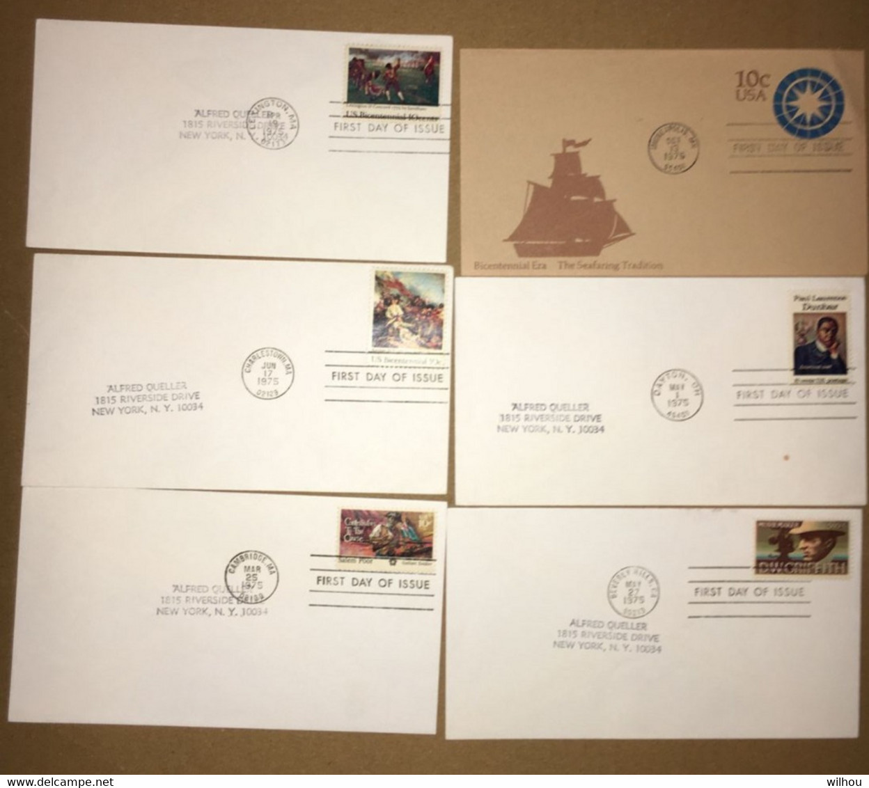 LOT DE 6 FDC 1975  First Day Of Issue : CONTRIBUTORS TO THE CAUSE+BICENTENNIAL US+divers - 1971-1980