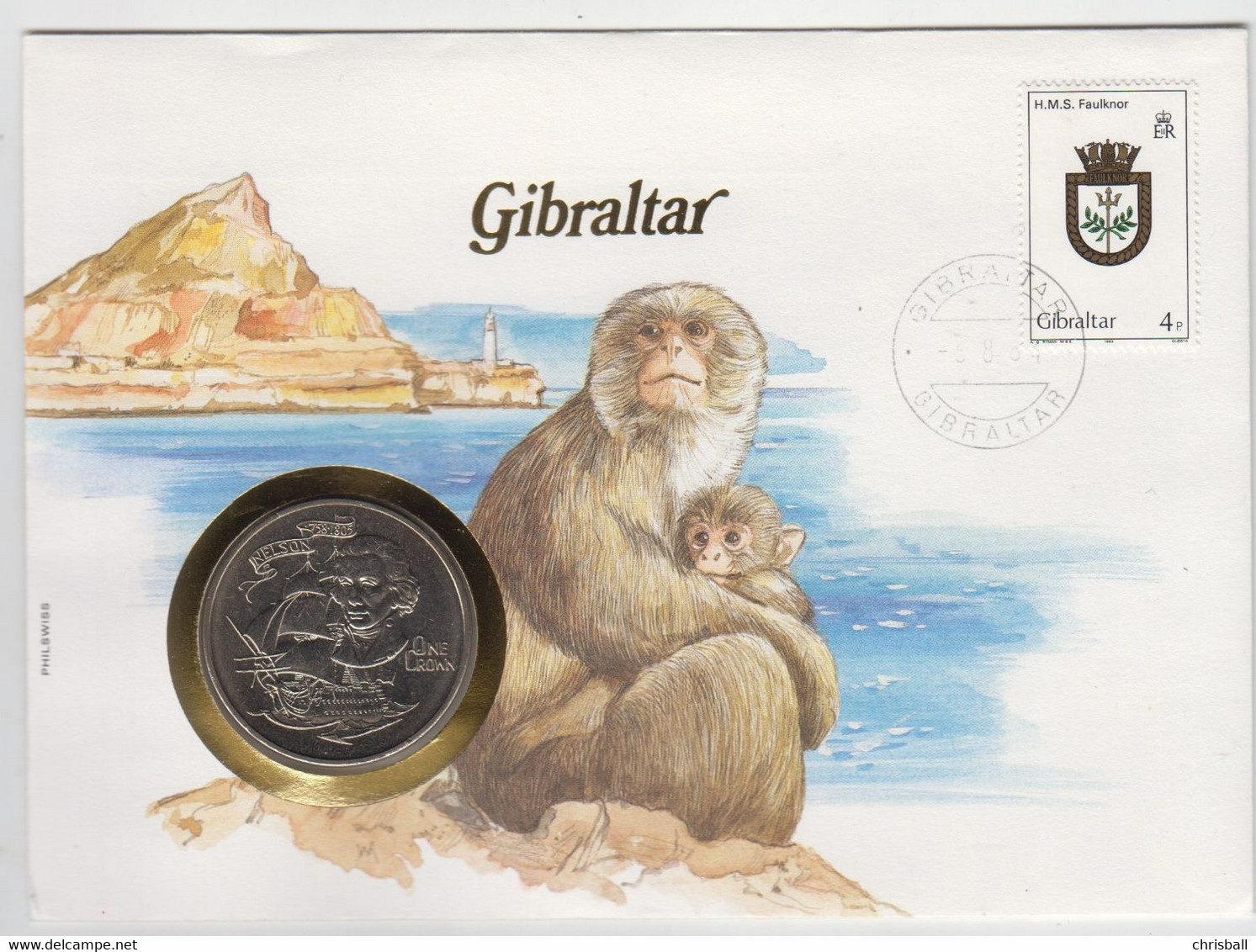 Gibraltar 1980 Crown Coin Cover - Admiral Nelson - Gibraltar