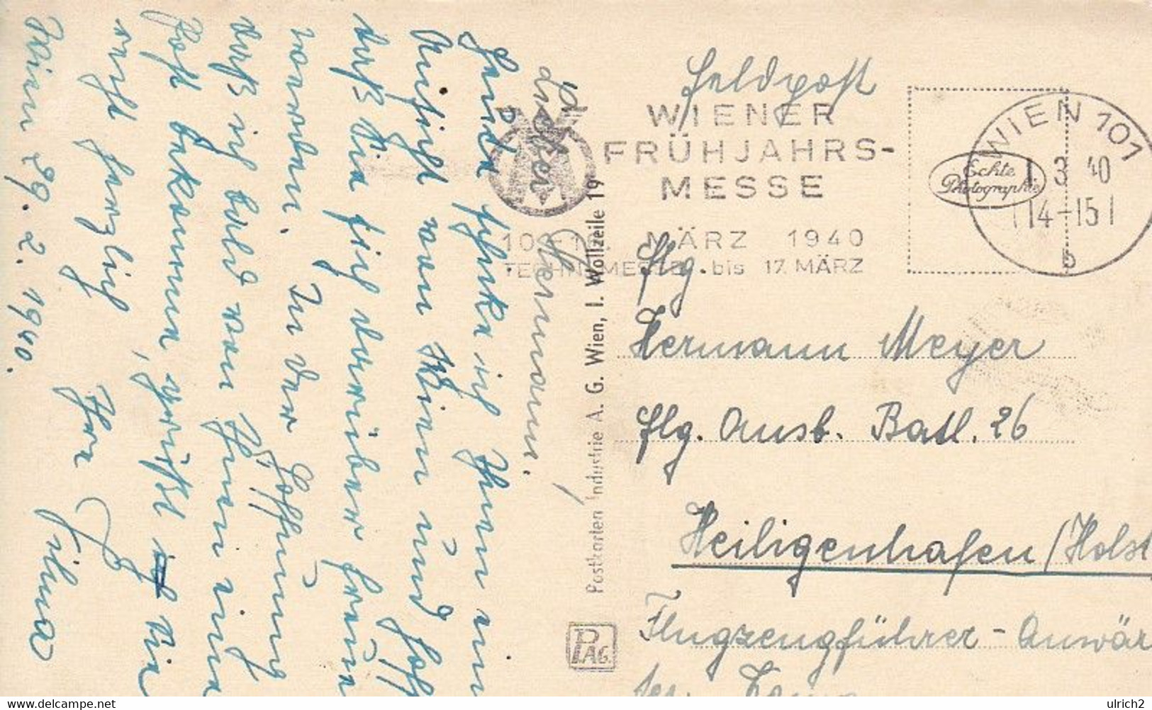 AK Wien - Rathaus - Feldpost Werbestempel Wiener Frühjahrsmesse 1940  (63287) - Ringstrasse