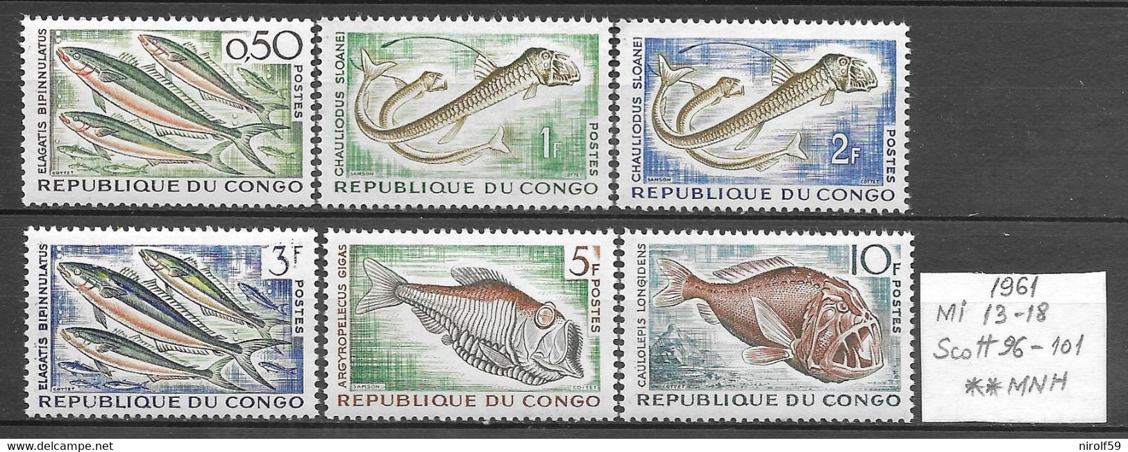 Congo 1961 - Michel 13-18,Scott 96-101 MNH(mint Never Hinged) - Neufs