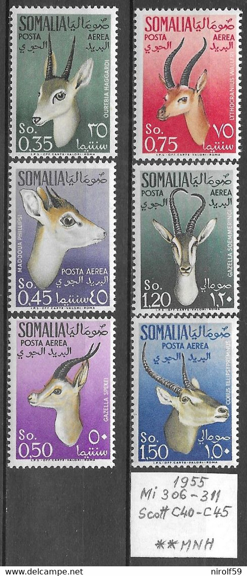 Somalia 1955 - Michel 306-311,Scott C40-C45,MNH(mint Never Hinged) - Somalië