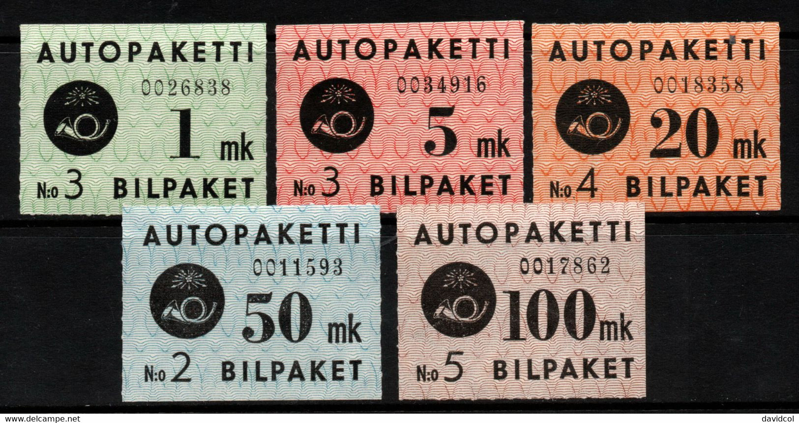 1662- FINLAND - 1949-1950 - SC#: Q1-Q5 - MH - AUTOPAKETTI - PARCEL POST STAMPS - Paquetes Postales