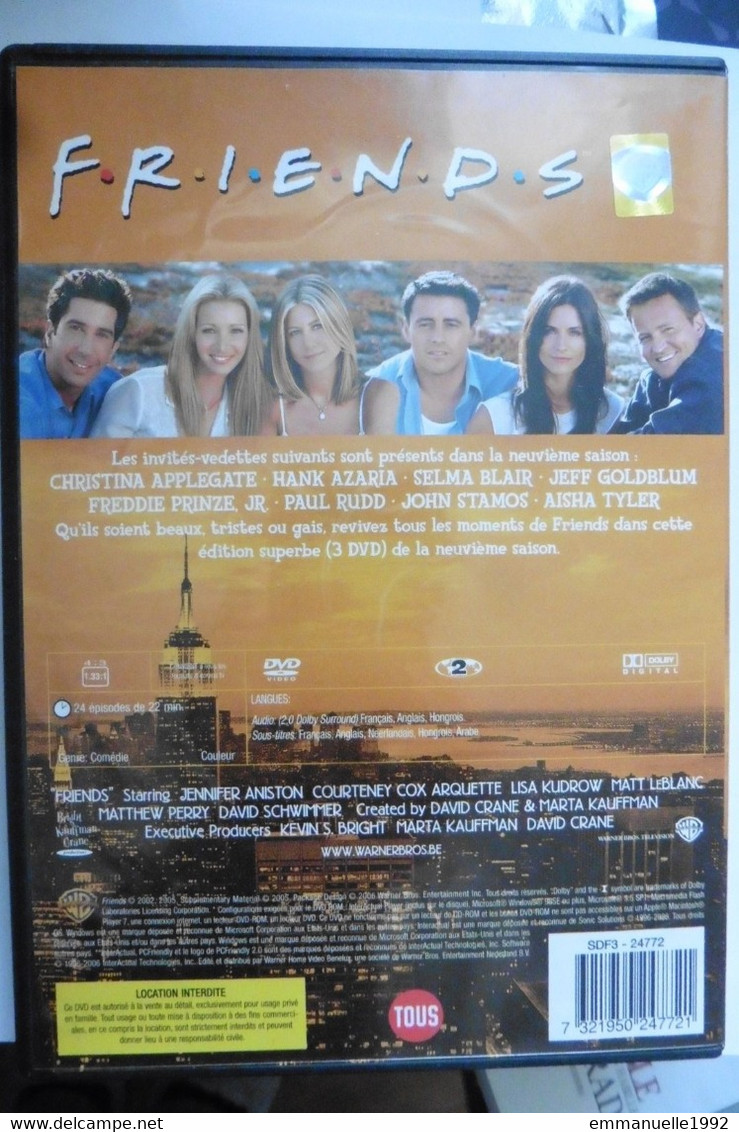 Coffret 3 DVD Série Américaine Friends - Intégrale Saison 9 Complète - Jennifer Aniston Courteney Cox Matthew Perry - TV-Serien