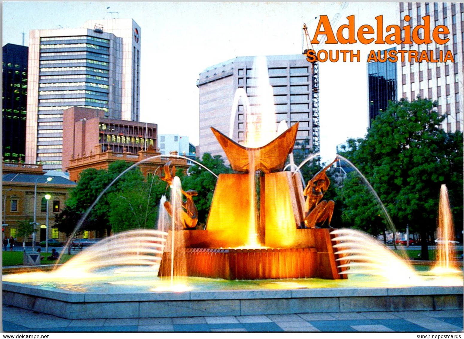 Australia Adaleide City View Near The Hilton Hotel In Victoria Square The Fountain At Dusk - Adelaide