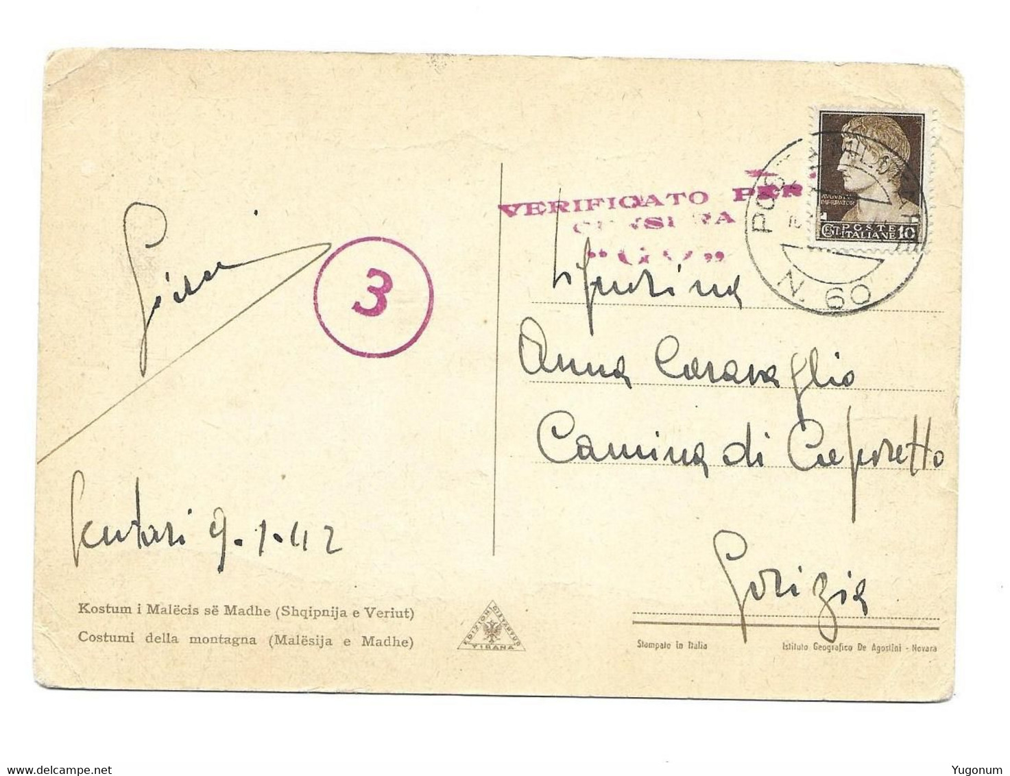 WWII Italy Albania Postcard 1942 Scutari / Skadar -> Gorica, With Censor Stamp, Posta Militare No 60  (No 2112) - Albanien