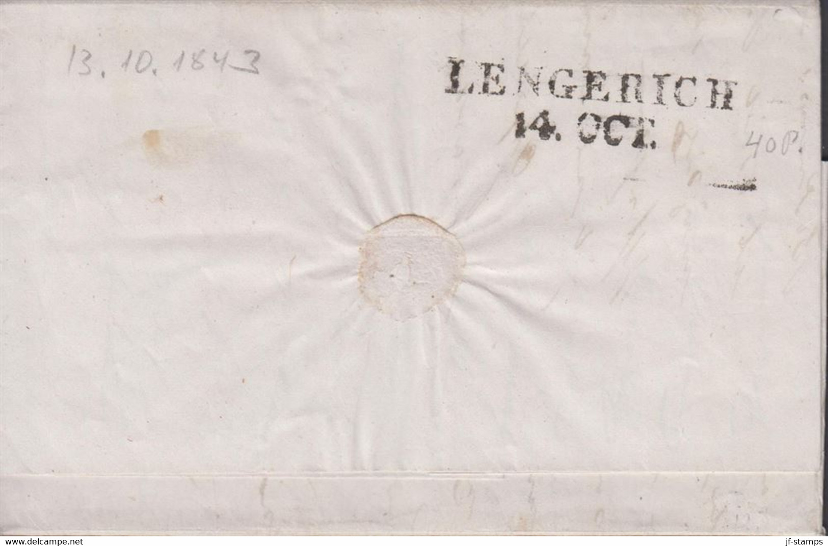 1843. DEUTSCHLAND. Fine Cover Cancelled BREMEN 23 10 And Reverse At Arrival LENGERICH 14. OCT. Several Int... - JF436627 - Brême