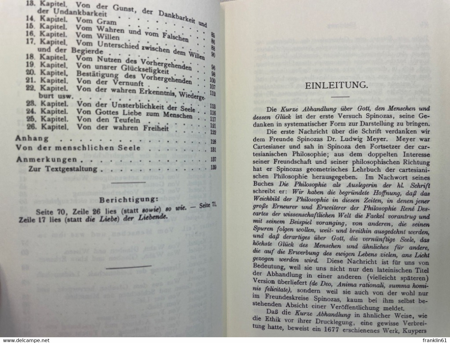 Kurze Abhandlung Von Gott Dem Menschen Und Seinem Glück. - Filosofía