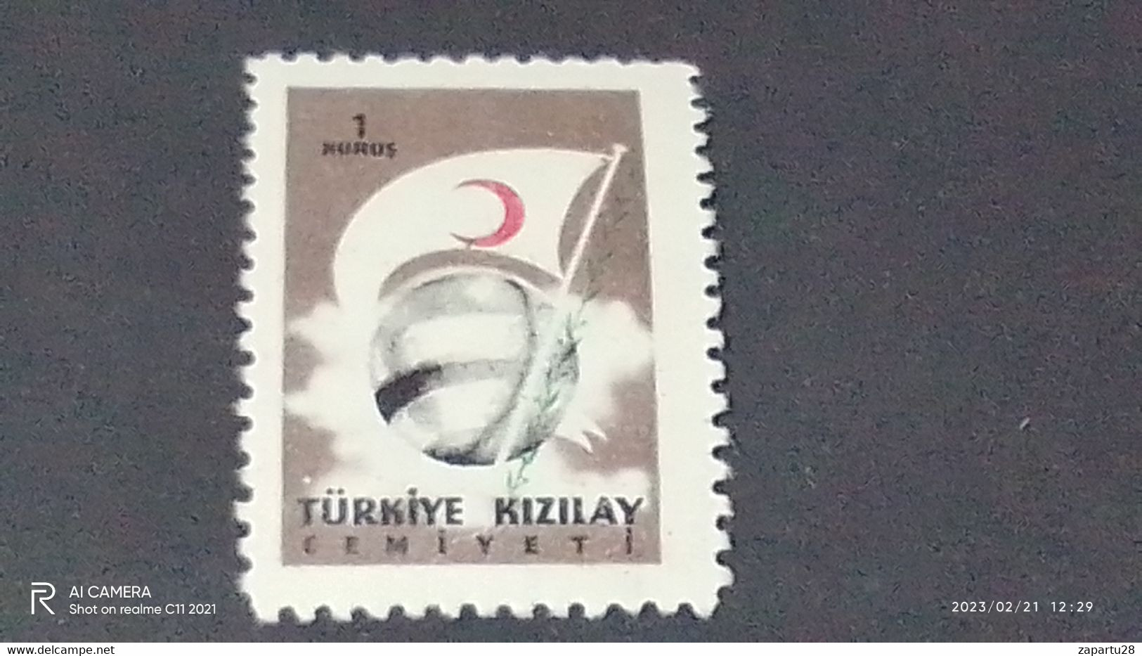 TÜRKEY--YARDIM PULLARI-1950-60  KIZILAY CEMİYETİ  1K  DAMGASIZ - Charity Stamps