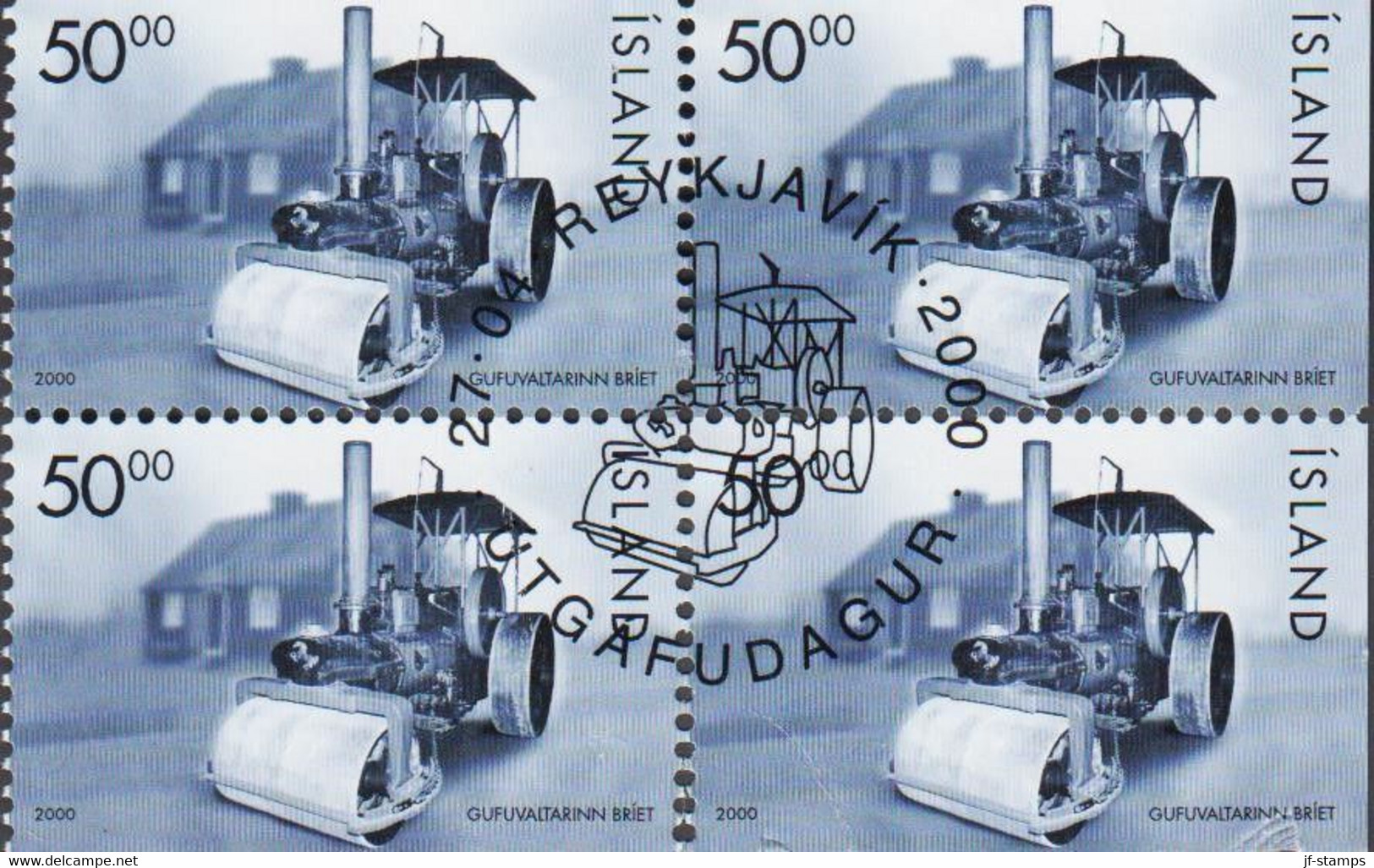 2000. ISLAND. Briet 50 Kr. In 4-block.  (Michel 949) - JF529775 - Used Stamps