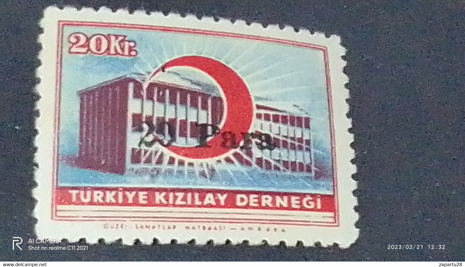 TÜRKEY--YARDIM PULLARI-1950-60  KIZILAY DERNEĞİ 20K  DAMGASIZ - Wohlfahrtsmarken