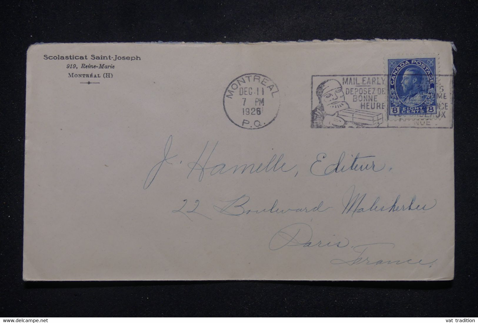 CANADA - Enveloppe De Montréal Pour La France En 1926, Oblitération Mécanique Sur Le Père Noël - L 140510 - Brieven En Documenten