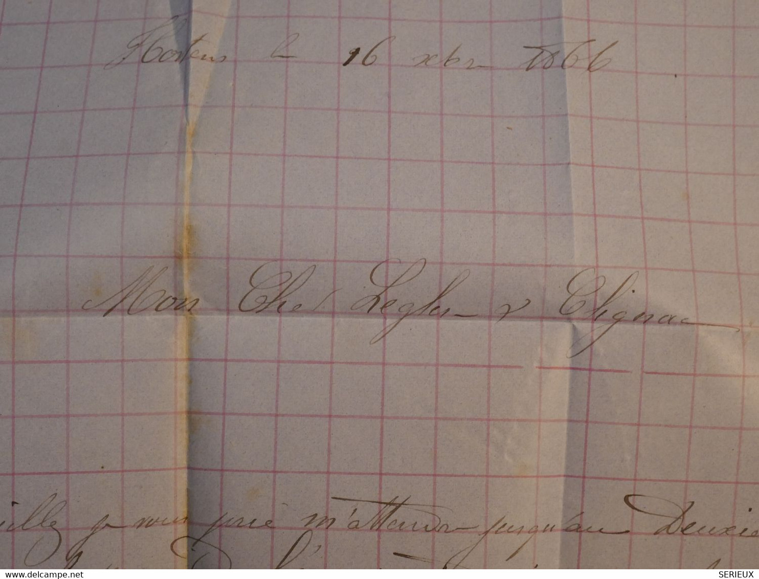 BO12  FRANCE BELLE LETTRE  RR 1866 CASTRES A PREIGNAC   +NAP. N°22+CACHET VARIETé+  AFFR. INTERESSANT++ - 1862 Napoléon III.