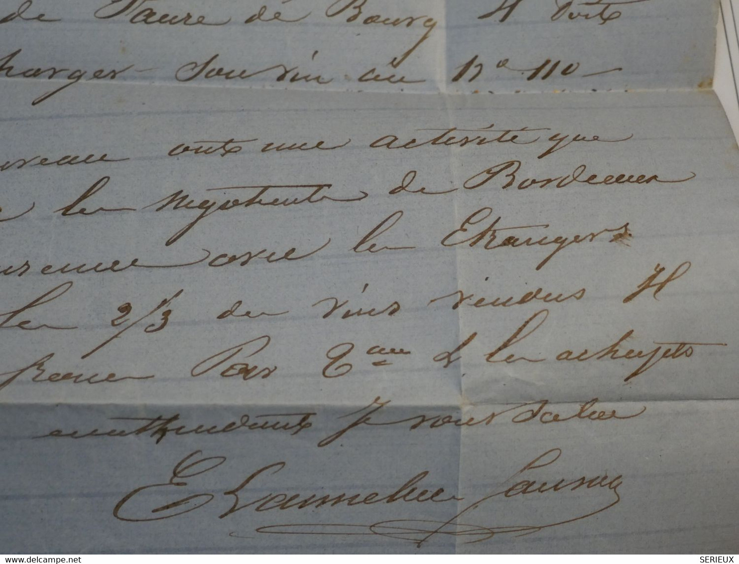 BO12  FRANCE BELLE LETTRE   1866  BOURG A PREIGNAC   +NAP. N°22 +REDISTRIBUé++  AFFR. INTERESSANT++ - 1862 Napoléon III.