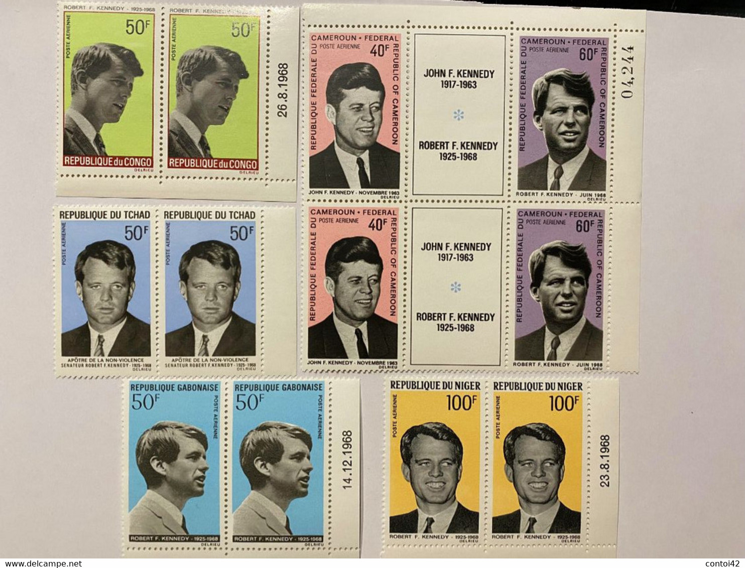 CAMEROUN FEDERAL CONGO REPUBLIQUE TCHAD REPUBLIQUE GABONAISE NIGER KENNEDY LOT DE TIMBRES POSTE AERIENNE ETATS UNIS - Otros - África