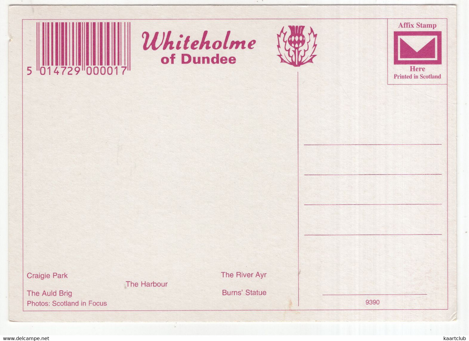 The Royal Burgh Of Ayr  -  (Scotland) - 'Whiteholme Of Dundee' Postcard - Ayrshire