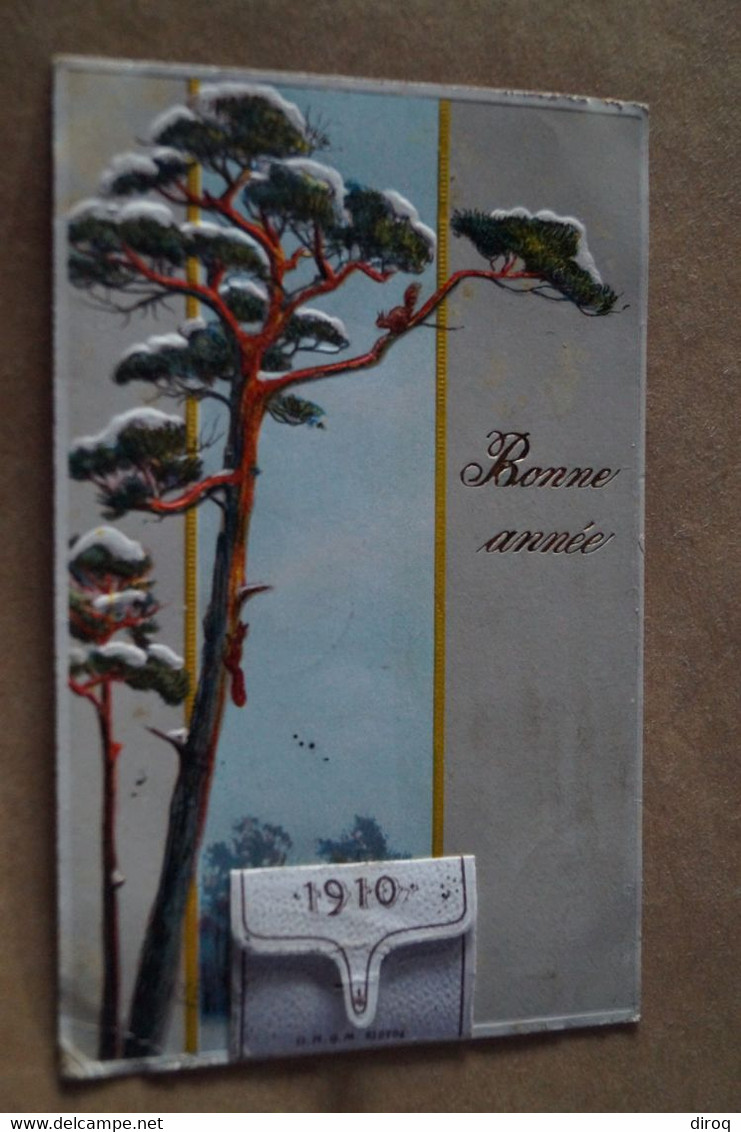 1910,avec Calendrier,à Système,Superbe Ancienne Carte Publicitaire,originale Pour Collection - New Year