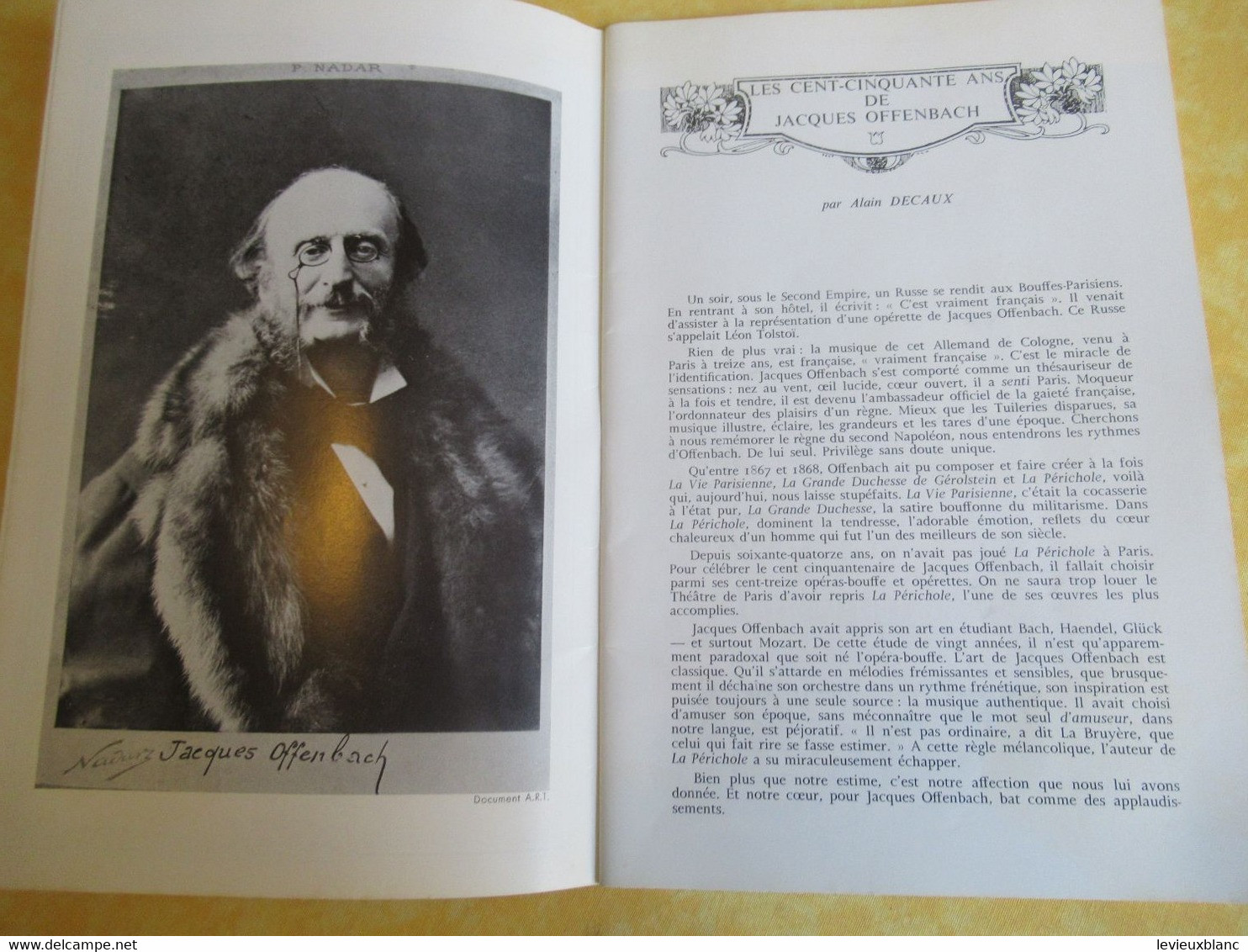 Programme Ancien / Théâtre De PARIS/ Cent-Cinquantenaire D'OFFENBACH/ La PERICHOLE/1969                          PROG339 - Programma's