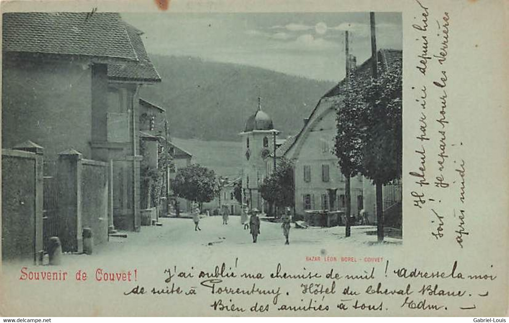 Souvenir De Couvet Bazar Léon Borel 1899 - Couvet