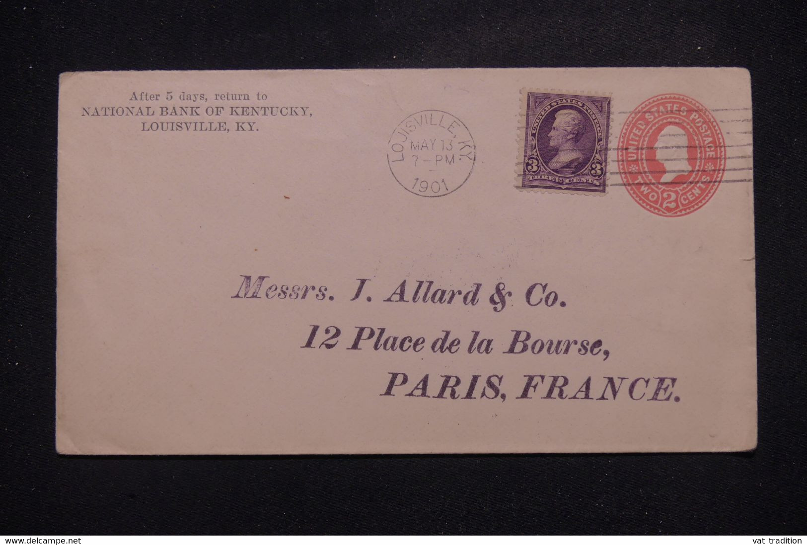 ETATS UNIS - Entier Postal Commercial + Complément De Louisville Pour La France En 1901  - L 140540 - 1901-20