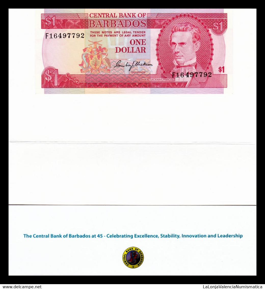 Barbados 1 Dollar Commemorative ND (1973) Pick 29 With Folder Sc Unc - Barbados