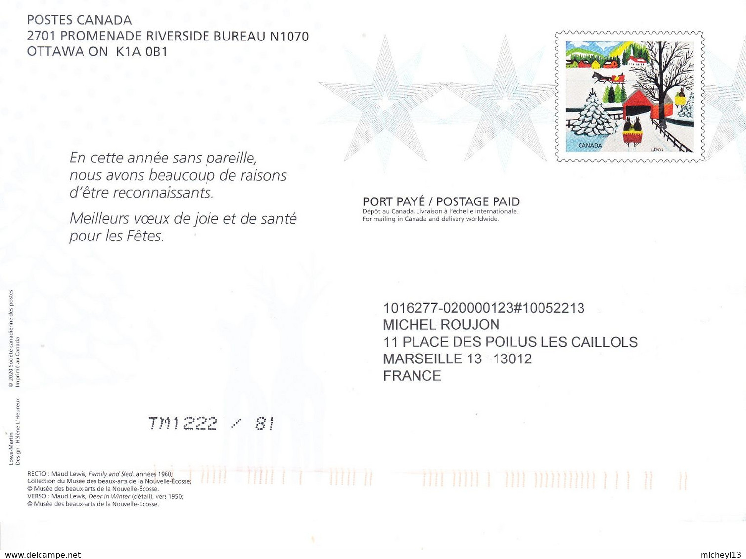 2020 Et 2022-Ganzache-Postal Entires-Deux Entiers Postaux De Noel - Covers & Documents