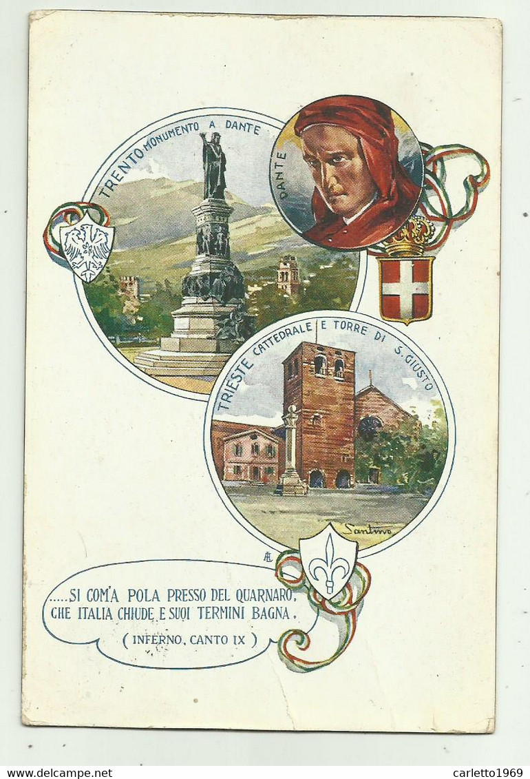 TRENTO - TREISTE - INFERNO, CANTO IX DANTE 1916 - VIAGGIATA   FP - Patriotiques