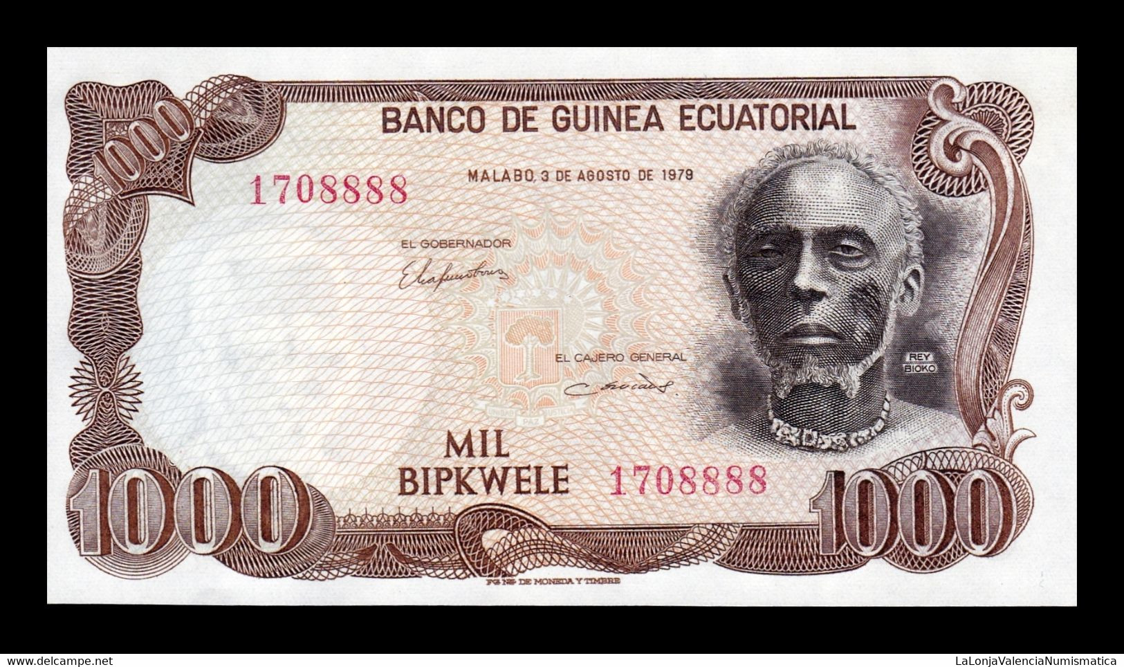 Equatorial Guinea Ecuatorial 1000 Bipkewele 1979 Pick 16 Ebc+/Sc- Xf+/aUnc - Aequatorial-Guinea