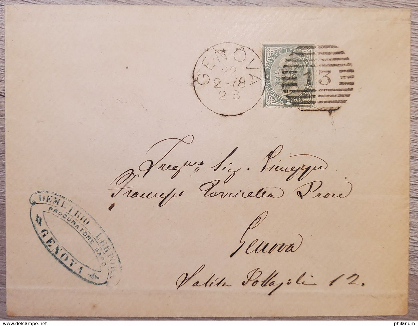 REGNO 1863 - 1865 - VITTORIO EMANUELE II° - BUSTA DA GENOVA 1878 - Ohne Zuordnung