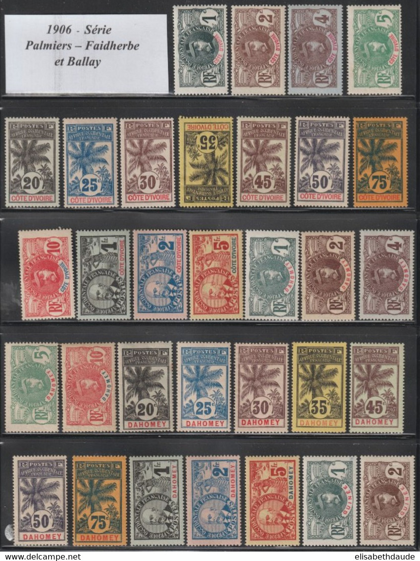 1906 - RARE SERIE PALMIERS COMPLETE ! * MH (LA PLUPART MLH CHARNIERE LEGERE) - 4 SCANS ! - COTE YVERT = 2787 EUR. - - 1906-08 Palmiers – Faidherbe – Ballay