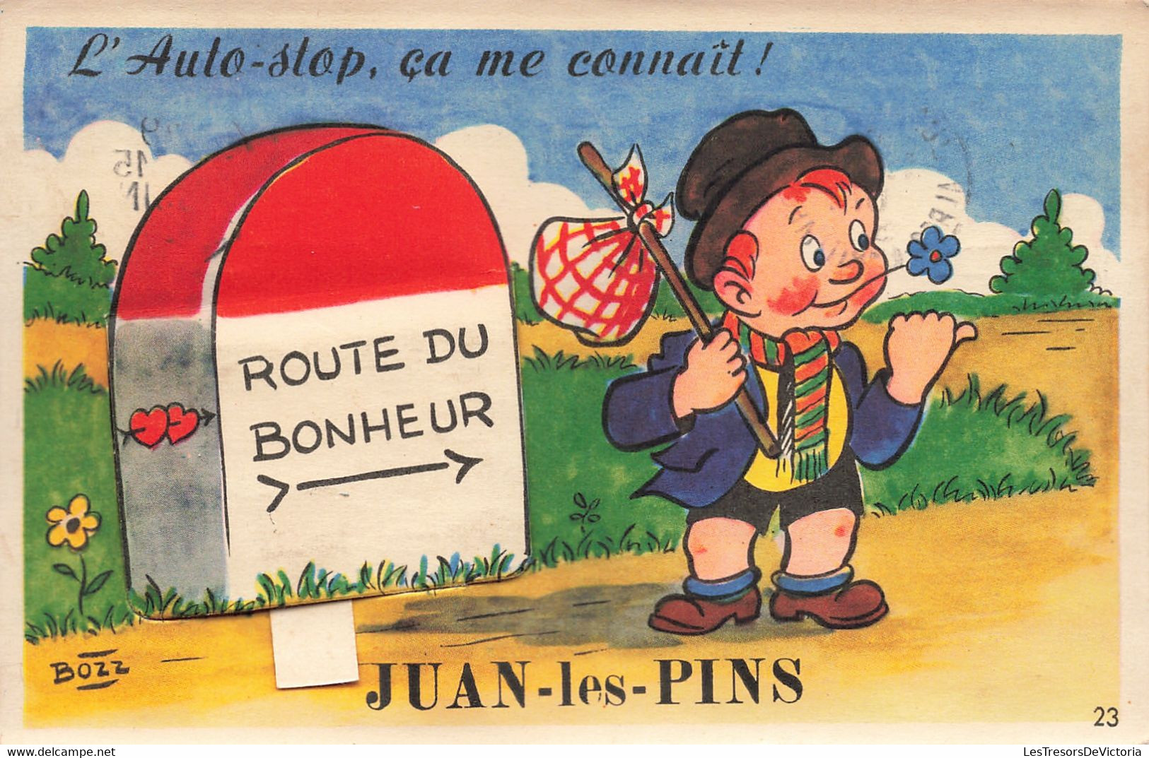 Carte à Système - L'autostop ça Me Connaît - Juan Les Pins - Tampin Spécial - Carte Postale Ancienne - A Systèmes