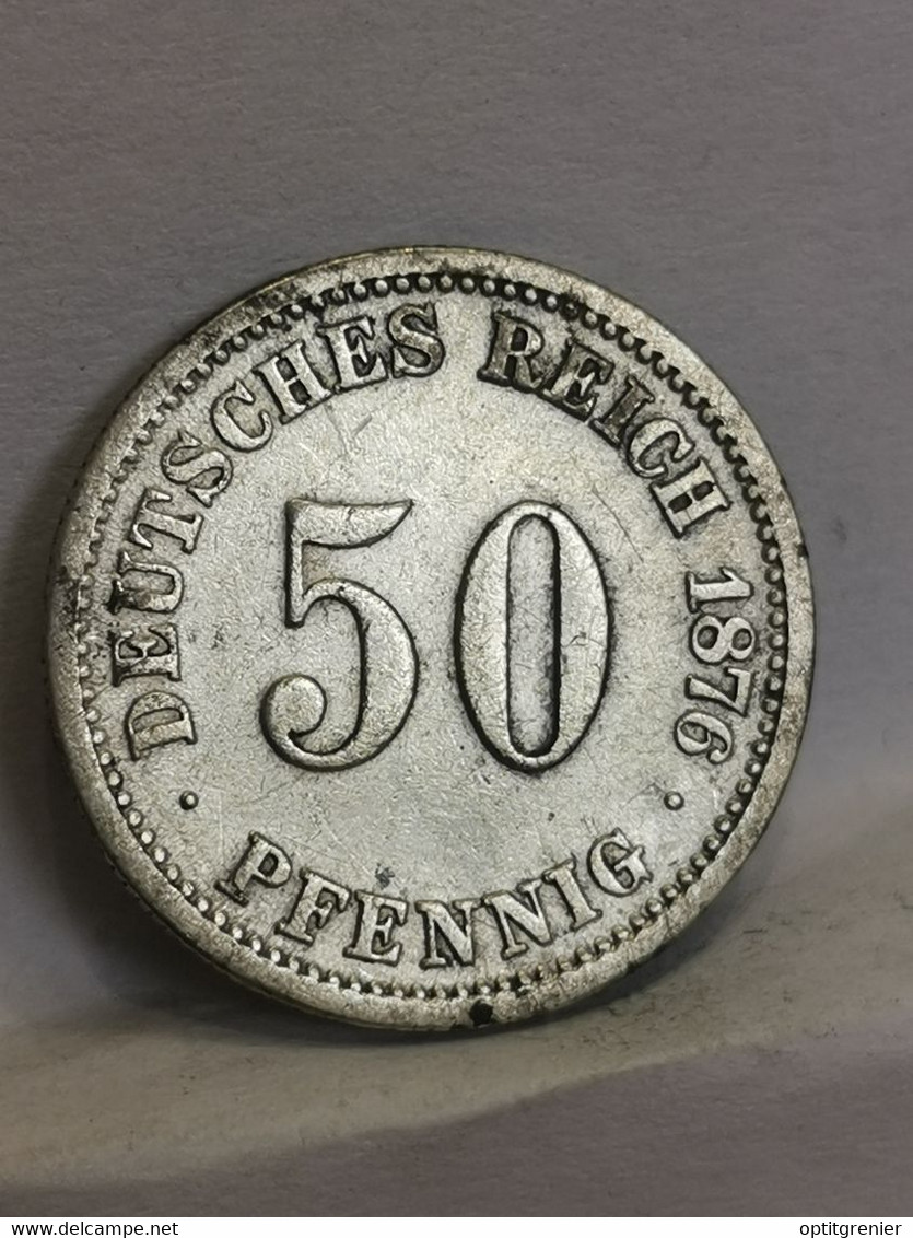 50 PFENNIG ARGENT 1876 F STUTTGART WILHELM I TYPE 1 PETIT AIGLE ALLEMAGNE / GERMANY SILVER - 20 Pfennig
